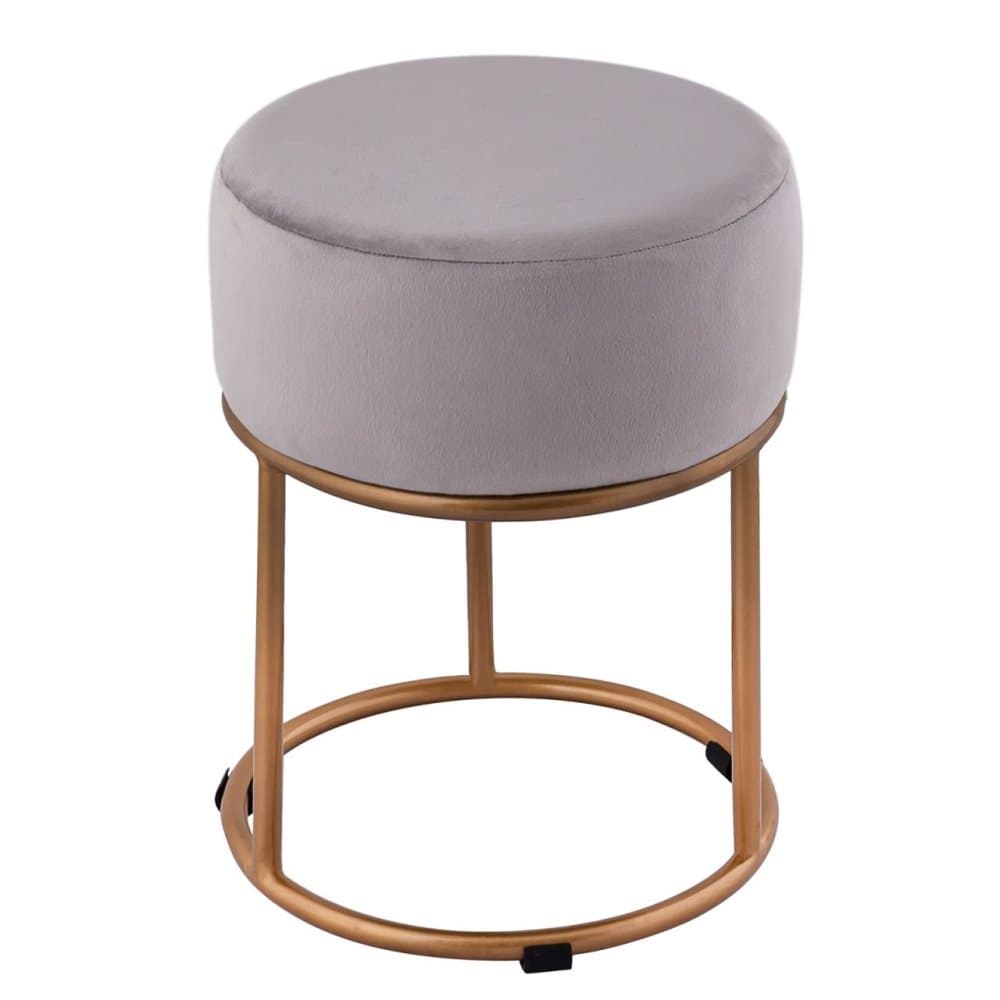 Sammetspall Velvet pall med järnramguld -färgad sätepall med Pouf