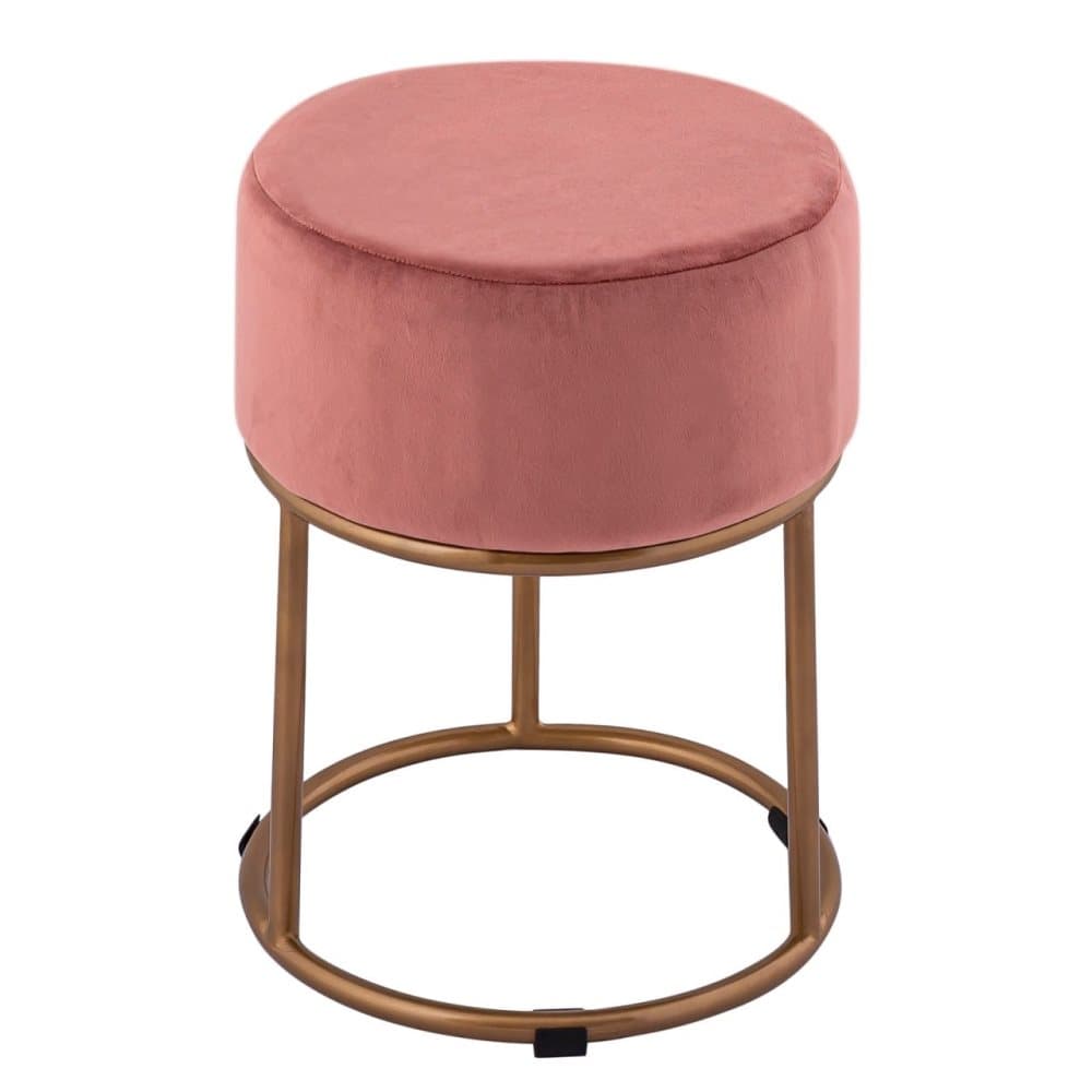 Sammetspall med järnramguld -färgad sätepall med Pouf
