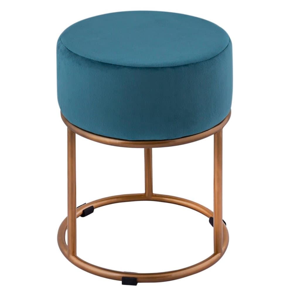 Ø 32 H 42 cm Velvet -pall med järnramguld -sätepall med Pouf