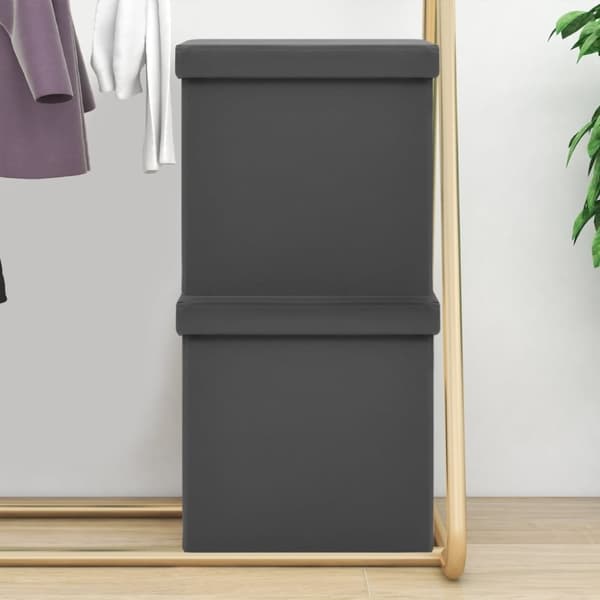 vidaXL foldbare opbevaringspuffer 2 stk. PVC grå