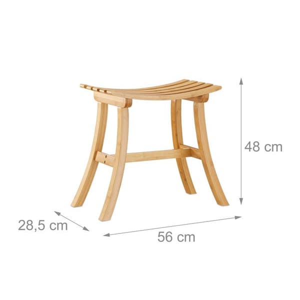 Relaxdays Bamboo Pall, Trä Hall Pall, Garderob Platt Pall HxBxD: 48 x 56 x 28,5 cm, Natural