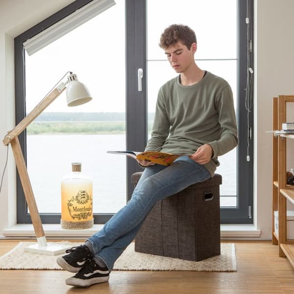 Relaxdays Fällbar förvaringspall HxlxB: 49,5 x 46 x 25,5 cm, med förvaring i linne, polyester, MDF, brunt
