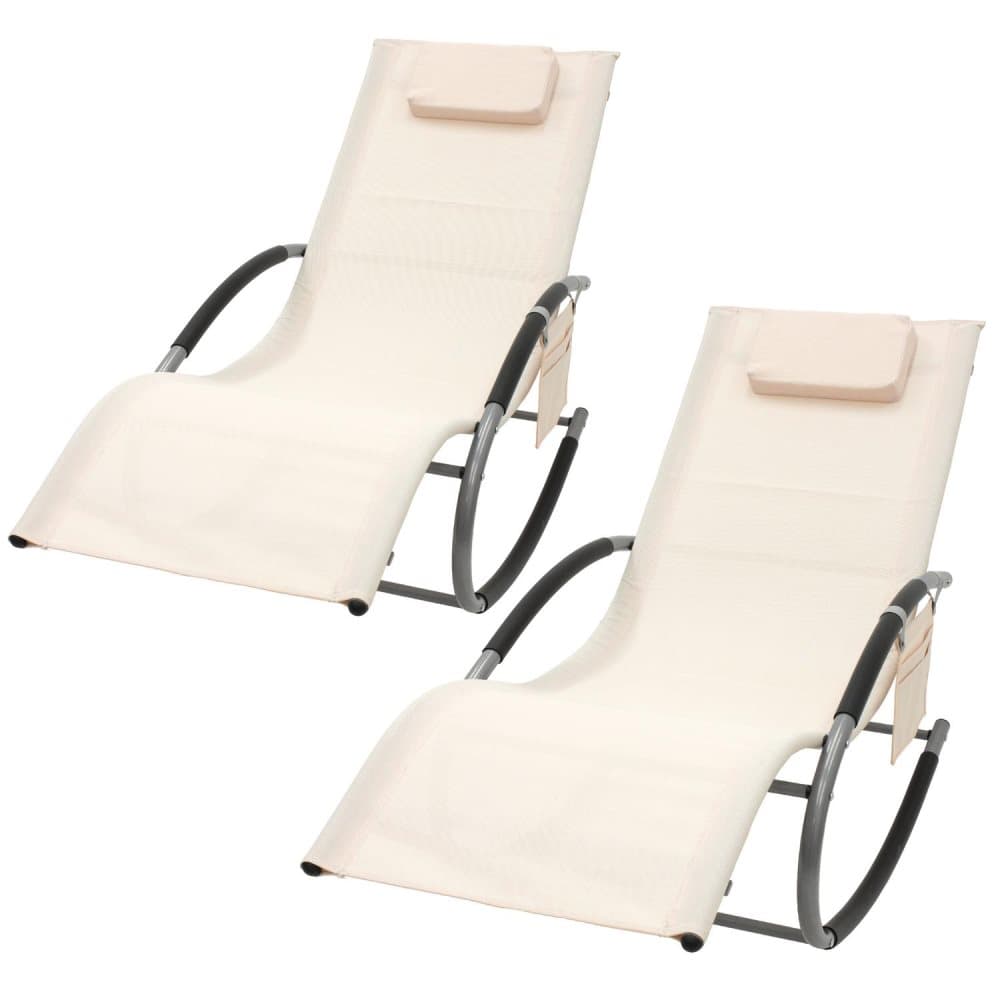 Set av 2 Swing Lounger Cream Relax Lounger Sun Lounger Swing Lounger CDON