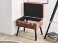 Miniatyrbilde 4 av 11: Krakk med oppbevaring Rosa kordfløyel med polstrede, svarte ben Koffertdesign Knopet overdel