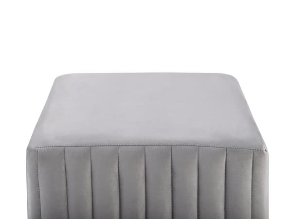Benk Grå fløyel Gullfarget metall 48 cm Firkantet form Sitteplass Dekorativ Glamour Soverom Stue Gang