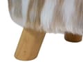 Miniatyrbilde 6 av 6: Fotskammel i Grå og Beige Kunstpels Rund Shaggy Krakk på Tripod Ben
