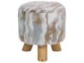 Miniatyrbilde 1 av 6: Fotskammel i Grå og Beige Kunstpels Rund Shaggy Krakk på Tripod Ben