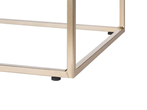 Fotskammel i kunstpels, hvit med gullfarget metallunderstell Kunstfell sminkebordskammel Glam Modern