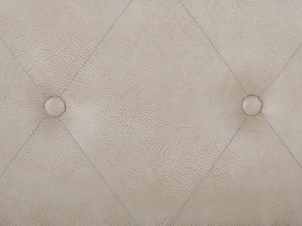 Krakk med oppbevaring Beige kunstskinn med polstrede, svarte ben Koffertdesign Knopet overdel