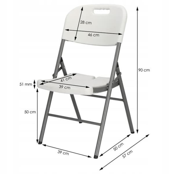 Hopfällbar stol - SPRINGOS - Camping - Metall - Plastisk HDPE - 150 kg - Vit