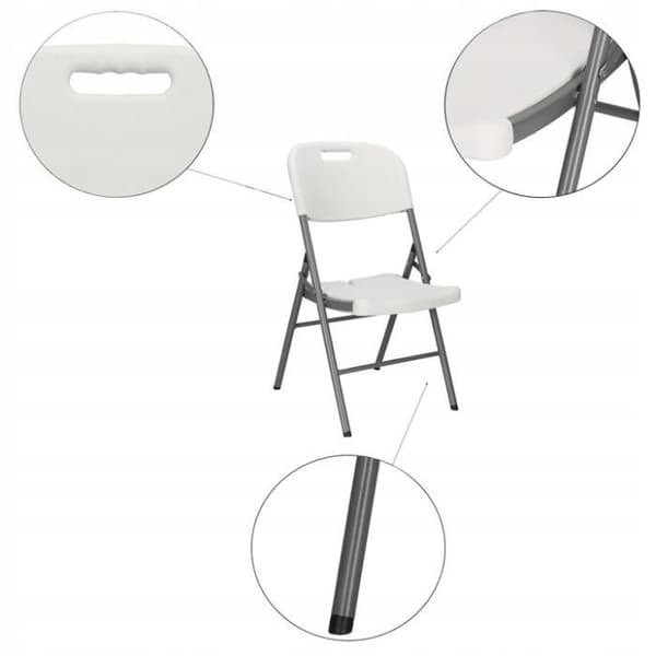 Hopfällbar stol - SPRINGOS - Camping - Metall - Plastisk HDPE - 150 kg - Vit