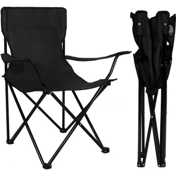 Fällbar campingstol - Springos - Svart - 600D polyester - Stål - Belastning 100 kg