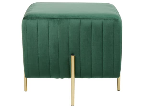 Fotskammel Grønn Fløyel 45 x 45 cm Polstret Gullfarget metallben Firkantet Puff Glamorøs stil Stue