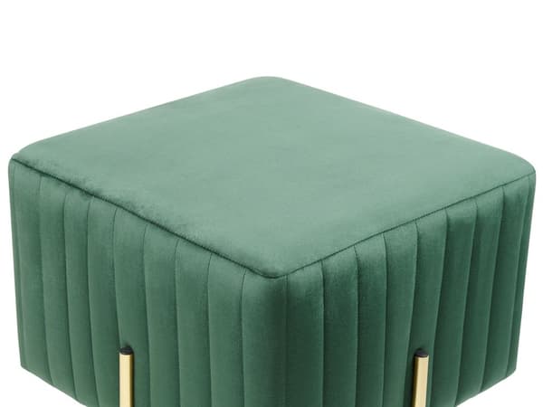 Fotskammel Grønn Fløyel 45 x 45 cm Polstret Gullfarget metallben Firkantet Puff Glamorøs stil Stue