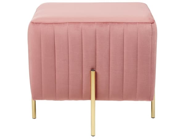 Fotskammel Rosa Fløyel 45 x 45 cm Polstret Gullfarget metallben Firkantet Puff Glamorøs stil Stue