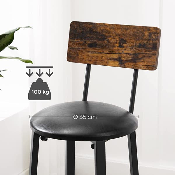VASAGLE Set med 2 Kökspallar 39 x 39 x 100 cm med fotstöd, vintage brunsvart