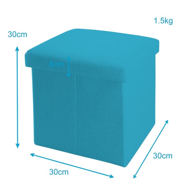 Hopfällbar sittkub 30x30x30 cm sittpall med förvaringsutrymme och lock av tyg i linne-look fällbar fotstöd förvaringslåda bröst sittbänk fotpall