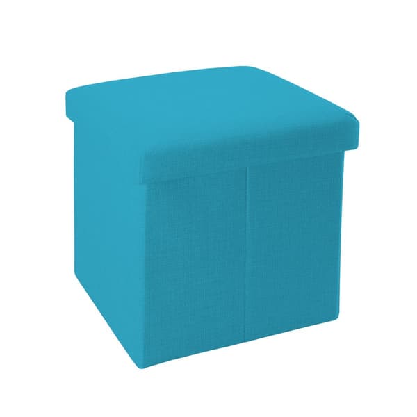 Hopfällbar sittkub 30x30x30 cm sittpall med förvaringsutrymme och lock av tyg i linne-look fällbar fotstöd förvaringslåda bröst sittbänk fotpall