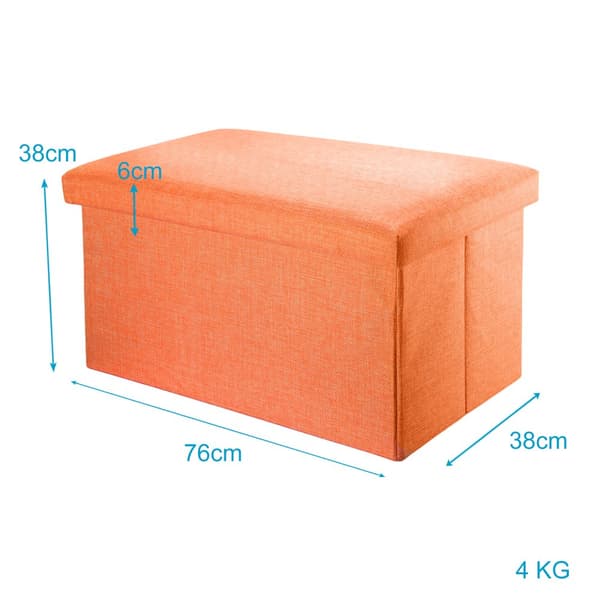 Hopfällbar bänk 78x38x38 cm sittkub med förvaringsutrymme och lock tillverkad av tyg i linne-look sittkub fotstöd förvaringslåda bröst sittpall
