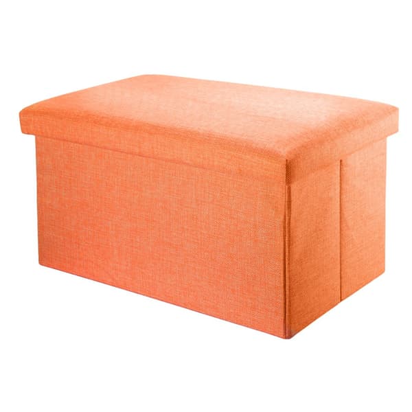 Hopfällbar bänk 78x38x38 cm sittkub med förvaringsutrymme och lock tillverkad av tyg i linne-look sittkub fotstöd förvaringslåda bröst sittpall