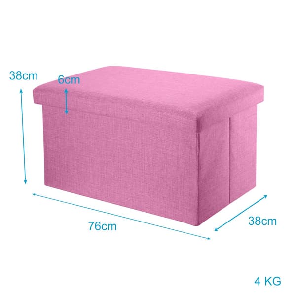 Hopfällbar bänk 78x38x38 cm sittkub med förvaringsutrymme och lock tillverkad av tyg i linne-look sittkub fotstöd förvaringslåda bröst sittpall