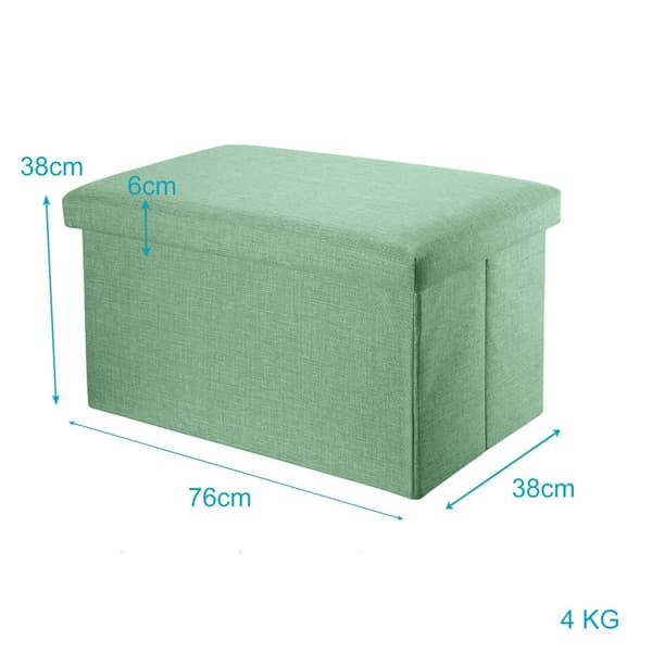 Hopfällbar bänk 78x38x38 cm sittkub med förvaringsutrymme och lock tillverkad av tyg i linne-look sittkub fotstöd förvaringslåda bröst sittpall