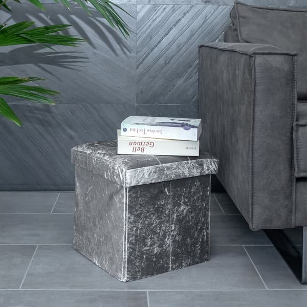 Hopfällbar sittkub 30x30x30 cm sittkub med förvaringsutrymme och lock med sammetsöverdrag sittpall fotstöd förvaringslåda bröstkorg sittbänk