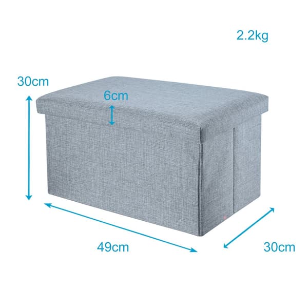 Hopfällbar bänk 49x30x30 cm sittkub med förvaringsutrymme och lock tillverkad av tyg i linne-look sittkub fotstöd förvaringslåda bröst sittpall