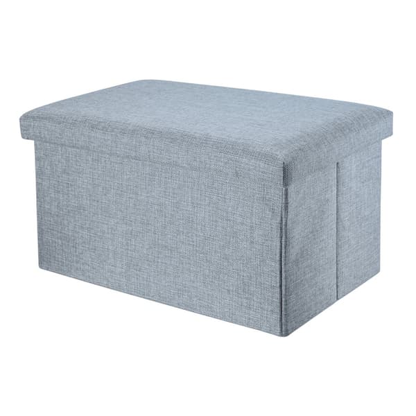 Hopfällbar bänk 49x30x30 cm sittkub med förvaringsutrymme och lock tillverkad av tyg i linne-look sittkub fotstöd förvaringslåda bröst sittpall