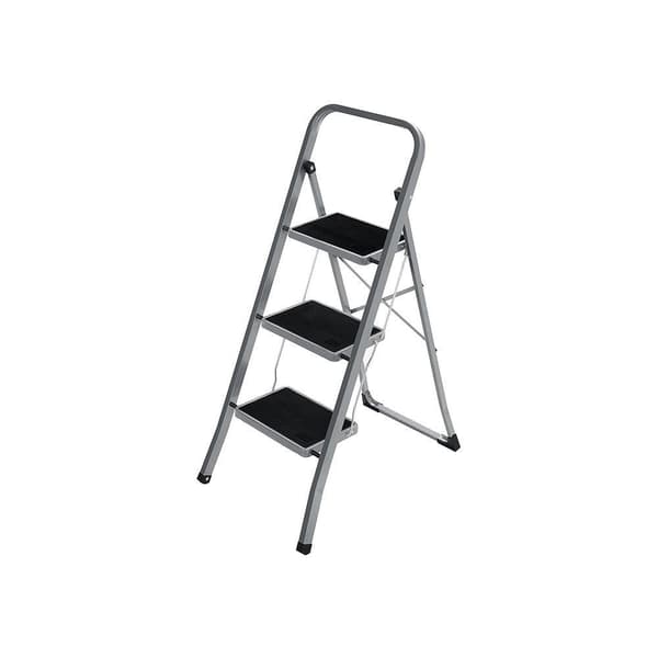 Rootz Step Pall - Step Pall med 3 steg - Fällbar Step Pall - Bärbar Step Pall - Kök Step Pall - Badrum Step Pall - Lätt Step Pall - Grå/svart