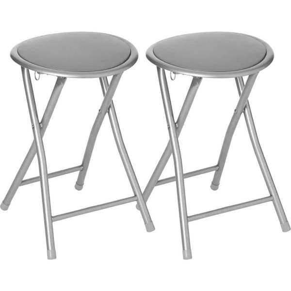 Atmosphera "Elisa" PVC hopfällbar pall - Grå - Paket om 2