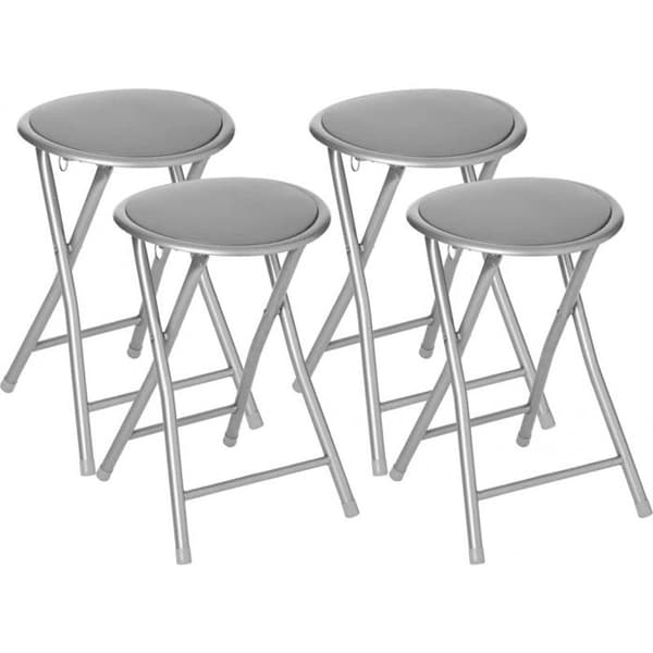 Atmosphera "Elisa" PVC hopfällbar pall - Grå - Paket om 4
