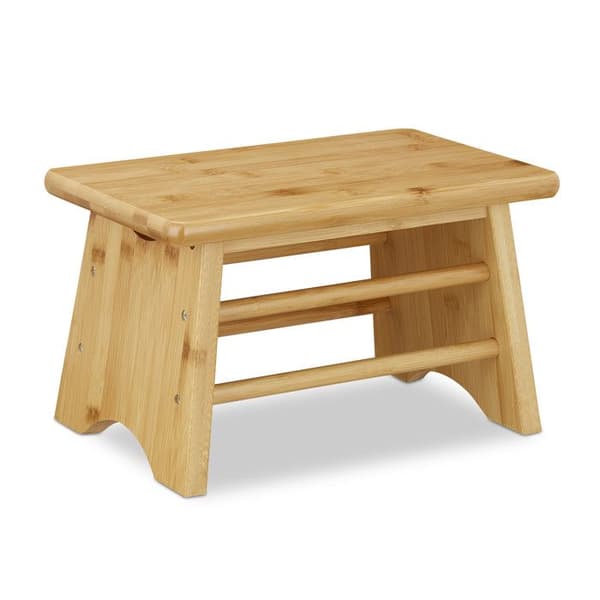 Relaxdays Taburett, bambu, upp till 100 kg, stegstol, barnstol badrum, fotstöd 20x33x21,5 cm, natur