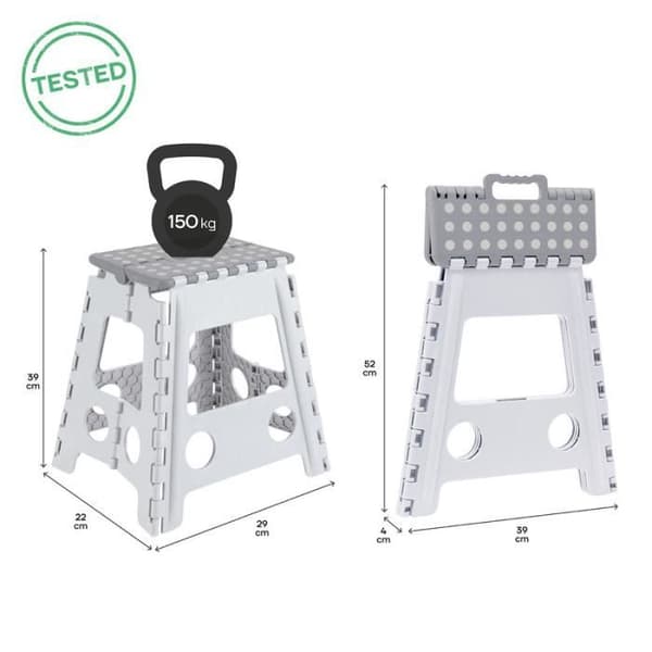 Arregui TB-039-GB Multipurpose Folding Pall, Steg 39 cm hög, vit