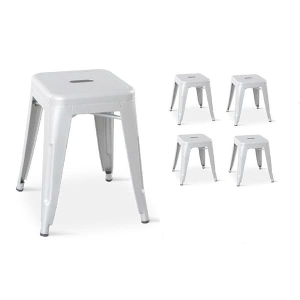 KOSMI - Set med 4 små vita metall pallar