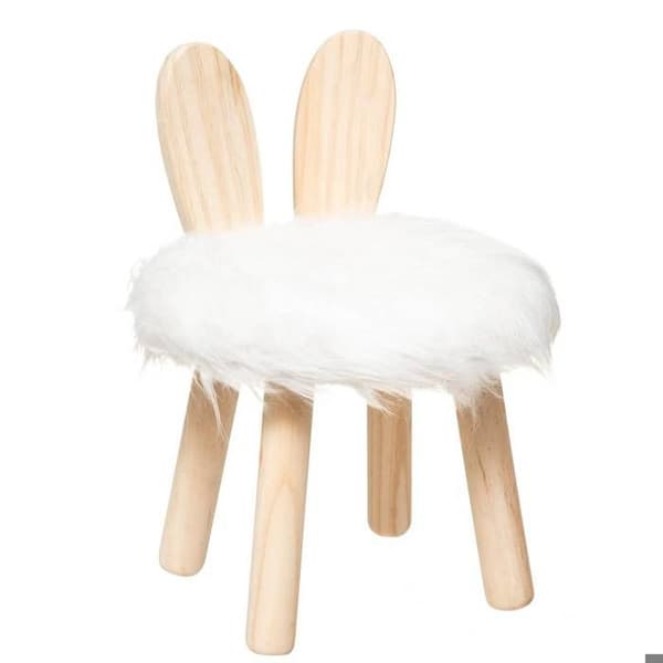 Barnstol för Barn - Atmosphera - Kanin - Furu - Syntetisk päls - H 38 cm