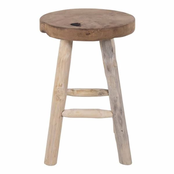 Rund pall 30x45 cm i brun teak