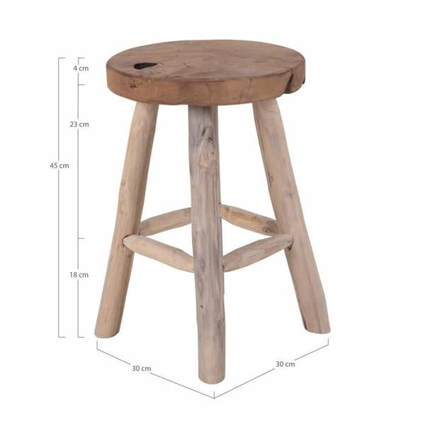 Rund pall 30x45 cm i brun teak