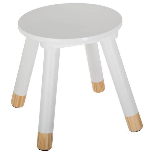 Trästoool - ATMOSPHERA - Vit - Diameter 24 cm - Höjd 26 cm - Modern design
