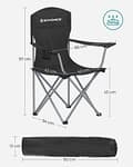 Miniatyrbillede 3 af 4: SONGMICS 2 Foldbare Campingstole, Komfortable, Kraftig Struktur, Udendørsstole, Sort