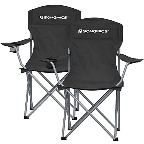SONGMICS 2 Foldbare Campingstole, Komfortable, Kraftig Struktur, Udendørsstole, Sort