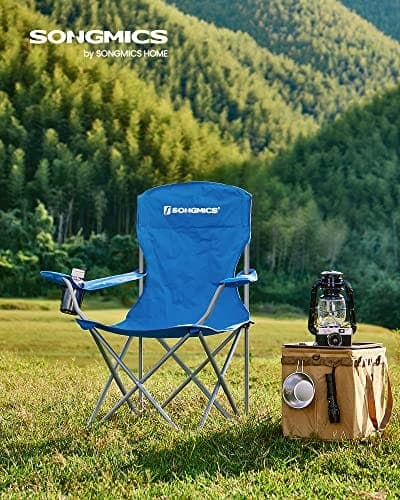 SONGMICS 2 hopfällbara campingstolar, bekväma, kraftiga struktur, blå