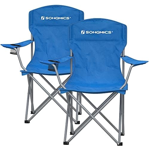 SONGMICS 2 hopfällbara campingstolar, bekväma, kraftiga struktur, blå
