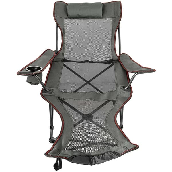 150kg lastkapacitet portabel och hopfällbar liggande campingstol med fotstöd, justerbar höjd, andningsbar mesh, genomtänkt design