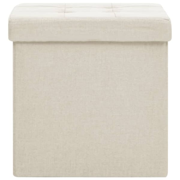 foldbar puf kunstlærred cremehvid