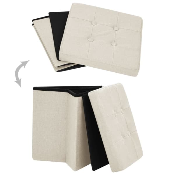 foldbar puf kunstlærred cremehvid