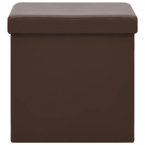 Hopfällbar förvaringspall brun PVC