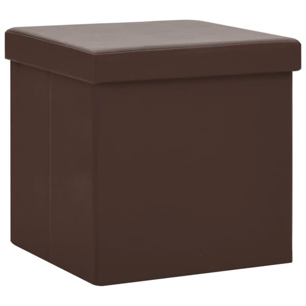 Hopfällbar förvaringspall brun PVC