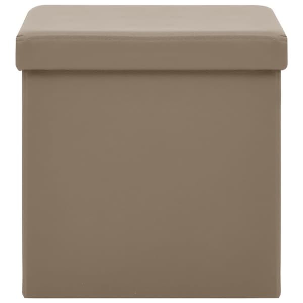 foldbar opbevaringspuf PVC cappuccinofarvet