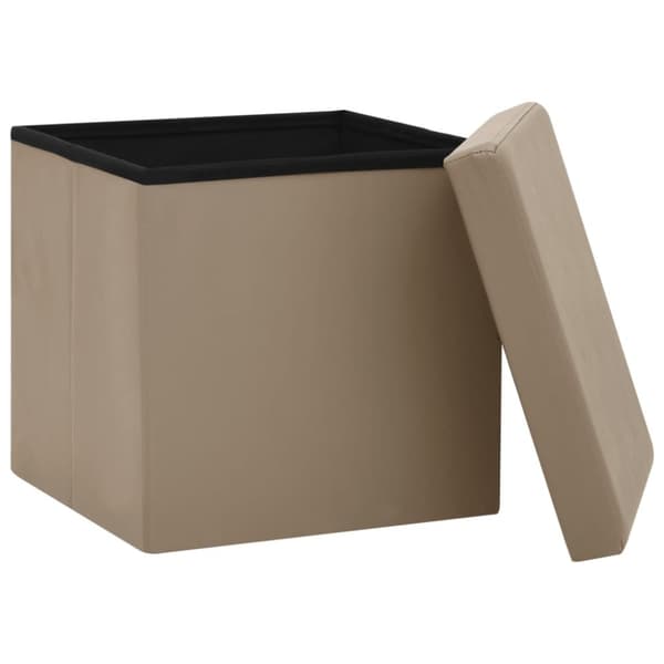 foldbar opbevaringspuf PVC cappuccinofarvet
